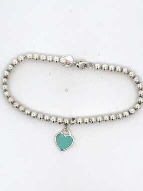 Tiffany & Co "Return to Tiffany" Mini Heart Tag Beaded Bracelet 7"